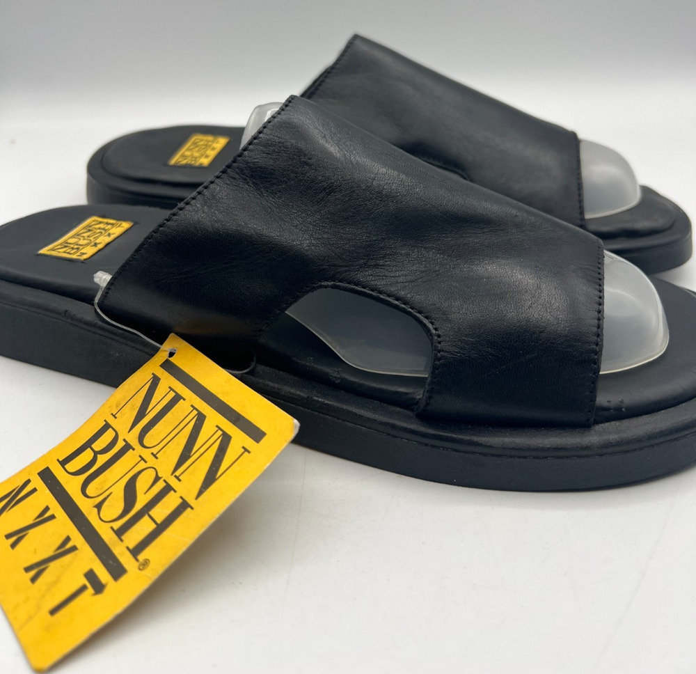 Nunn Bush NXXT Mens Slide Sandals Size 7 M Black Leather Slip On Shoes New Tags